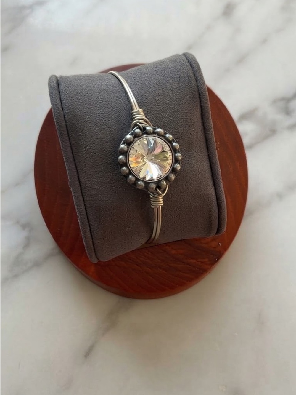 Luca + Danni Crystal Beaded Statement Bangle Bracelet - Silver Tone Size 6"